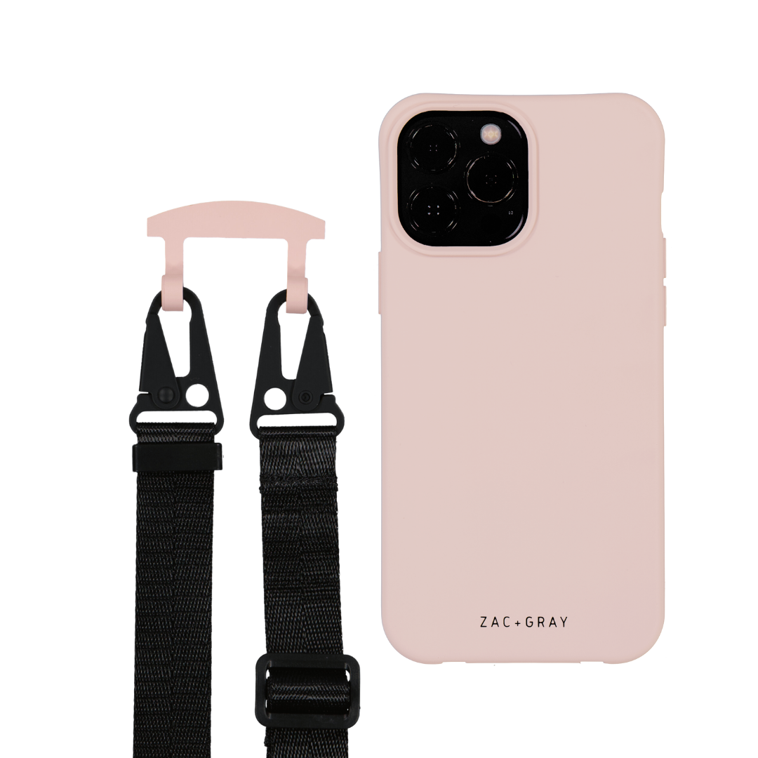 iPhone 13 Pro Max ROSÉ PINK CASE MIDNIGHT BLACK STRAP – Zac+Gray