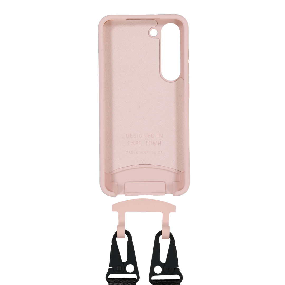 Samsung S25 Plus ROSÉ PINK CASE + MIDNIGHT BLACK STRAP
