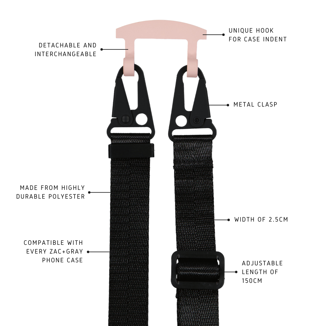 Samsung S23 ROSÉ PINK CASE + MIDNIGHT BLACK STRAP