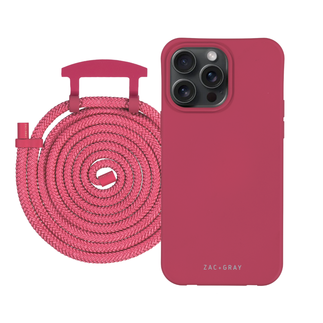 iPhone 15 Pro Max RASPBERRY RED CASE + CORD – ZAC+GRAY iPhone 15 Pro Max RASPBERRY RED CASE + CORD – ZAC+GRAY