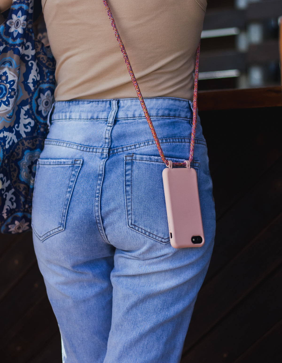 iPhone XR ROSÉ PINK CASE + RAINBOW RED CORD