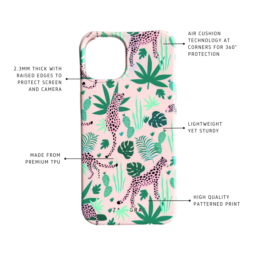 ROSÉ PINK JUNGLE LEOPARD PATTERNED CASE
