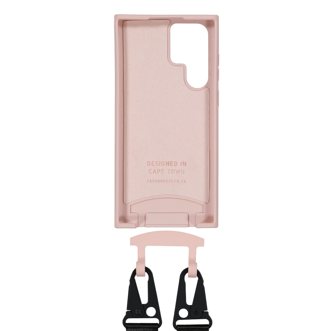 Samsung S22 Ultra ROSÉ PINK CASE + MIDNIGHT BLACK STRAP