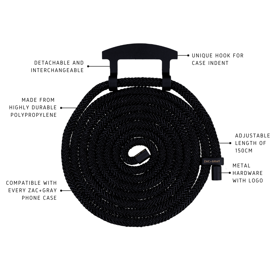 iPhone 6/6S/7/8/SE (2020 & 2022) MIDNIGHT BLACK CASE + MIDNIGHT BLACK CORD