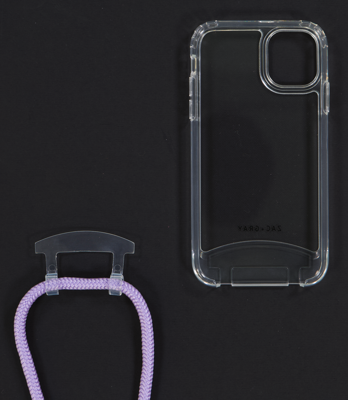 iPhone 11 Pro TRANSPARENT CASE + LAVENDER CORD