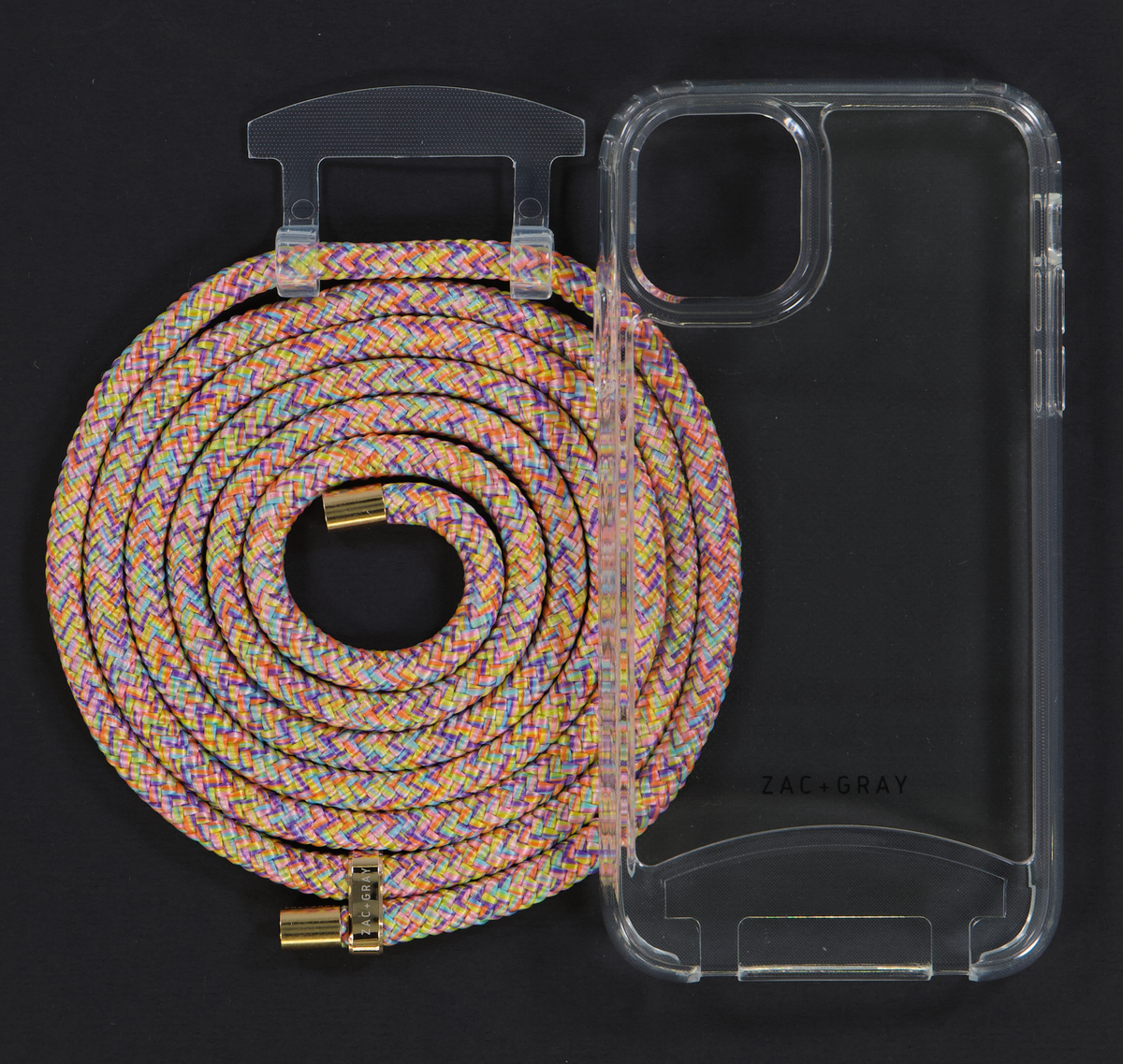 iPhone 11 Pro TRANSPARENT CASE + RAINBOW CORD