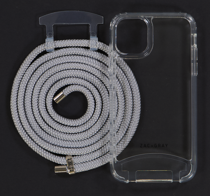 iPhone 11 TRANSPARENT CASE + SIVER STORM CORD