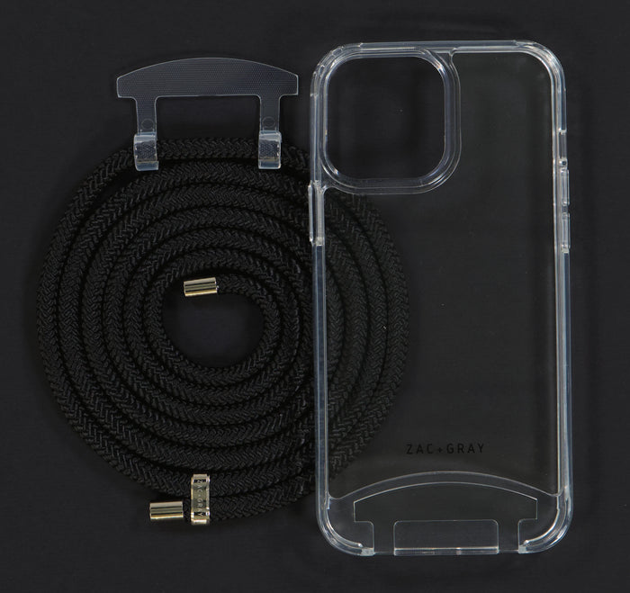 iPhone 13 Mini TRANSPARENT CASE + MIDNIGHT BLACK CORD
