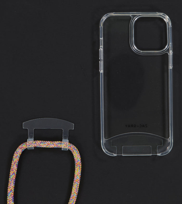 iPhone 13 Mini TRANSPARENT CASE + RAINBOW CORD