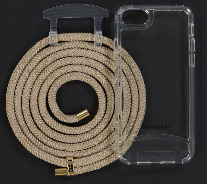 iPhone 6/6S/7/8/SE (2020 & 2022) TRANSPARENT CASE + BEACH BRONZE CORD