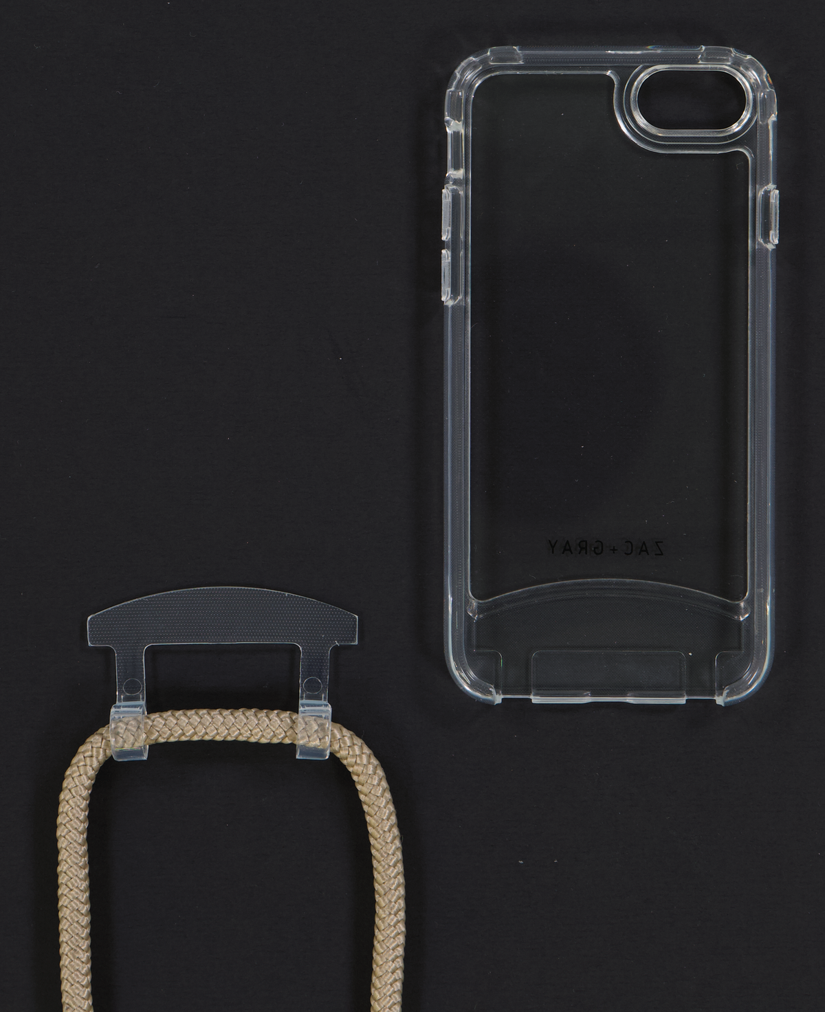 iPhone 6/6S/7/8/SE (2020 & 2022) TRANSPARENT CASE + BEACH BRONZE CORD