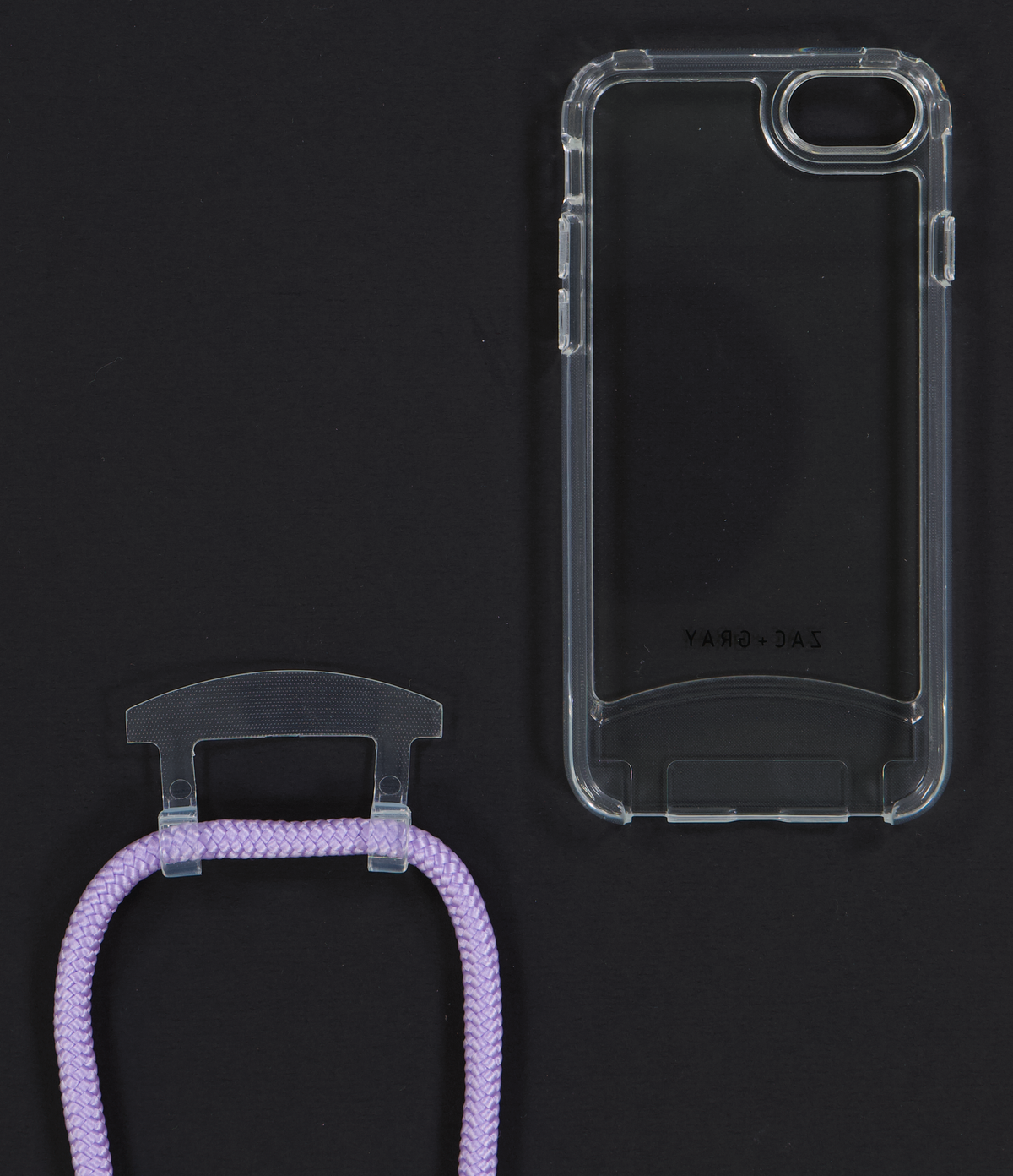 iPhone 6/6S/7/8/SE (2020 & 2022) TRANSPARENT CASE + LAVENDER CORD