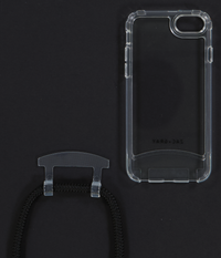 iPhone 6/6S/7/8/SE (2020 & 2022) TRANSPARENT CASE + MIDNIGHT BLACK CORD
