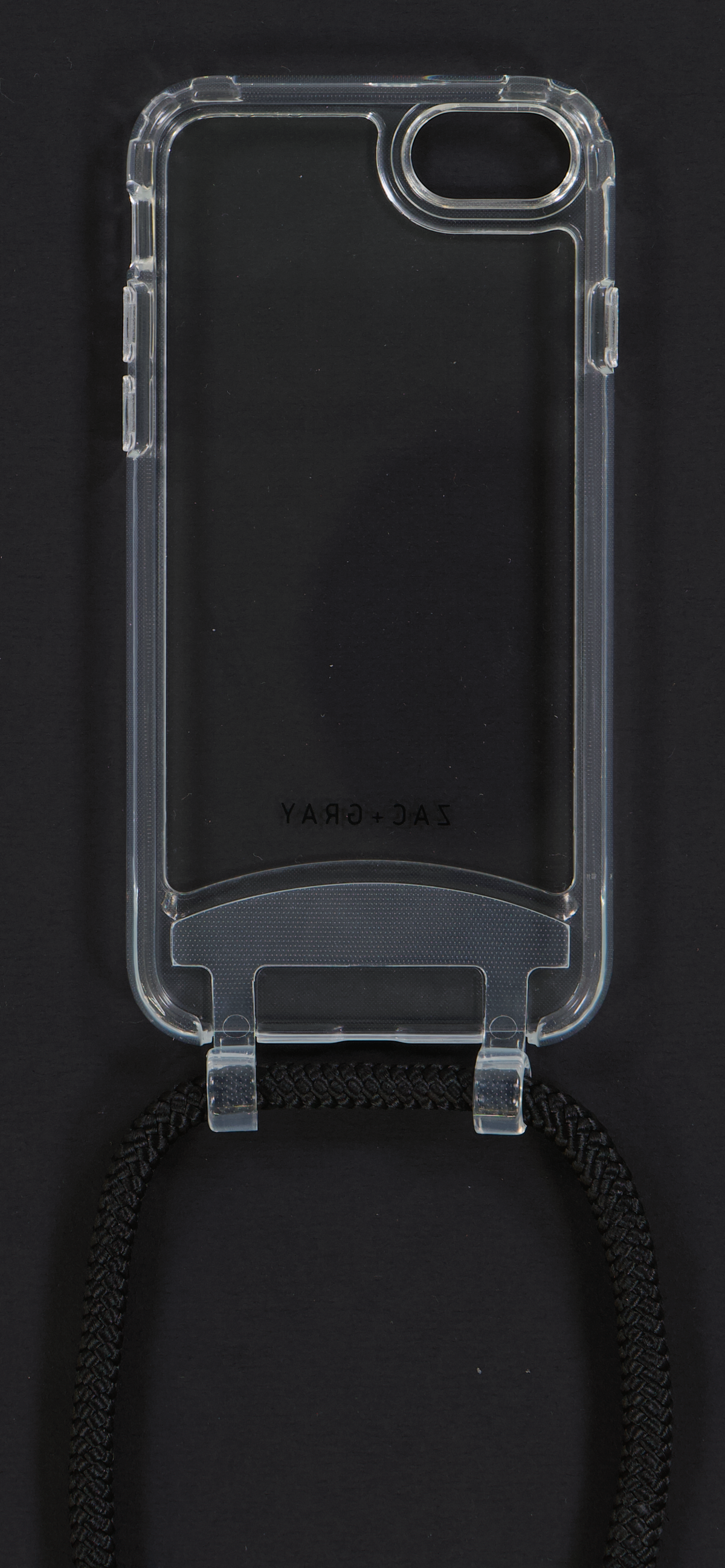 iPhone 6/6S/7/8/SE (2020 & 2022) TRANSPARENT CASE + MIDNIGHT BLACK CORD