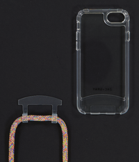 iPhone 6/6S/7/8/SE (2020 & 2022) TRANSPARENT CASE + RAINBOW CORD