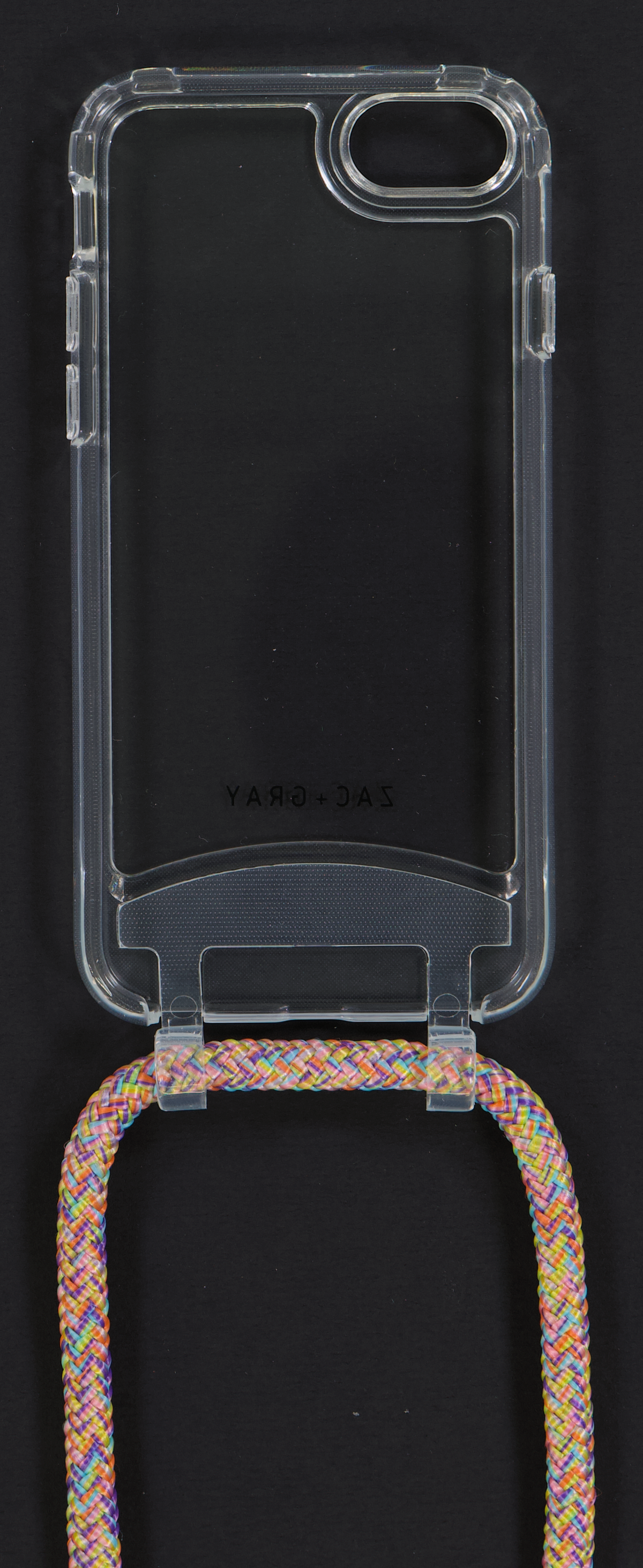 iPhone 6/6S/7/8/SE (2020 & 2022) TRANSPARENT CASE + RAINBOW CORD