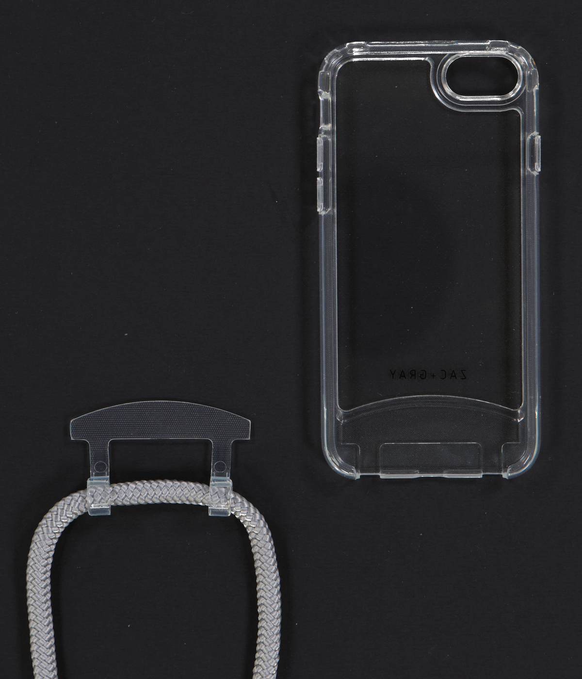 iPhone 6/6S/7/8/SE (2020 & 2022) TRANSPARENT CASE + SILVER STORM CORD