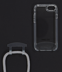 iPhone 6/6S/7/8/SE (2020 & 2022) TRANSPARENT CASE + SILVER STORM CORD