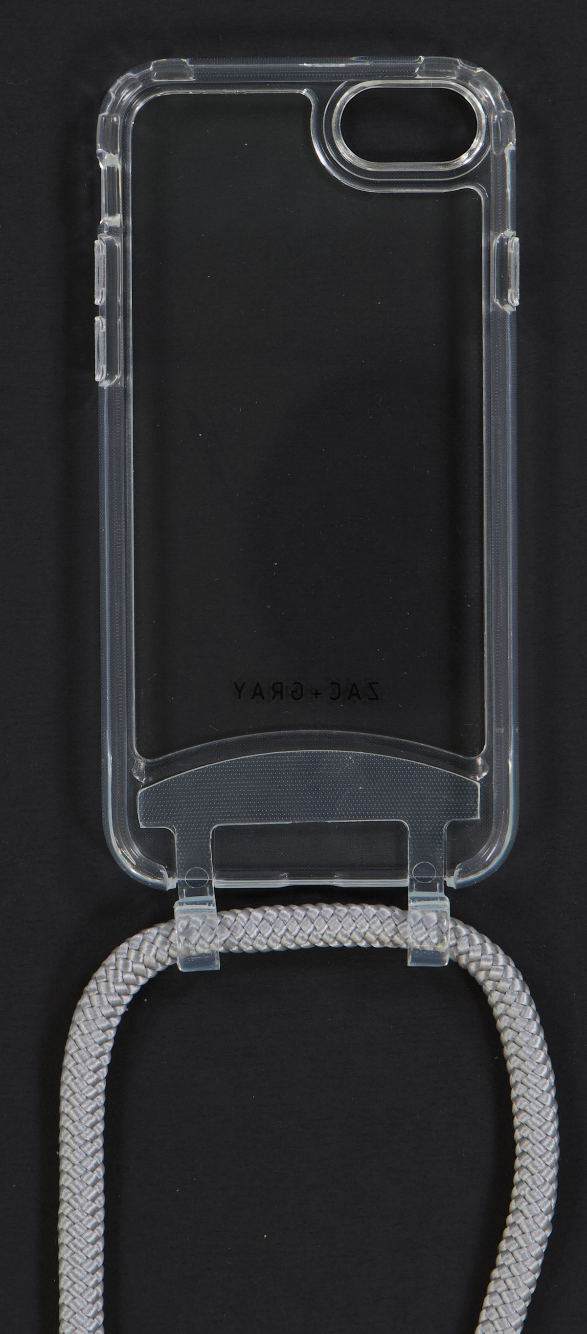 iPhone 6/6S/7/8/SE (2020 & 2022) TRANSPARENT CASE + SILVER STORM CORD
