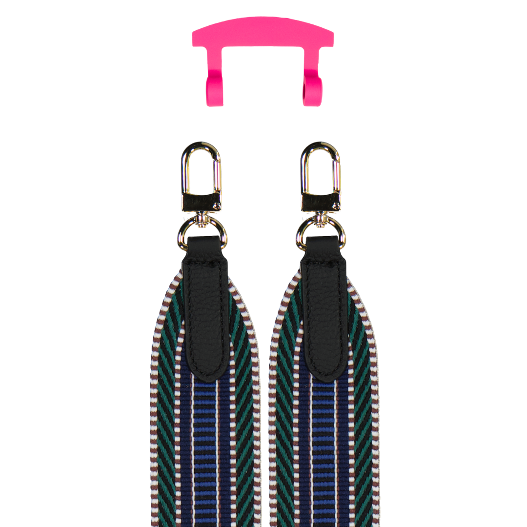PATTERNED STRAP + HOT PINK HOOK