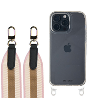 iPhone 16 Pro CRYSTAL CLEAR TRANSPARENT CASE + PATTERNED STRAP