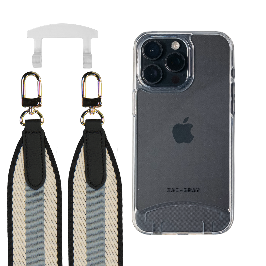 iPhone 16 Plus TRANSPARENT CASE + PATTERNED STRAP
