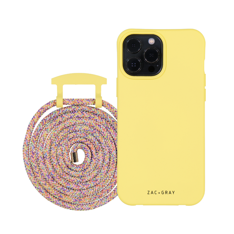 iPhone 6 Plus / 6s Plus / 7 Plus / 8 Plus SUNSHINE YELLOW CASE + RAINBOW CORD