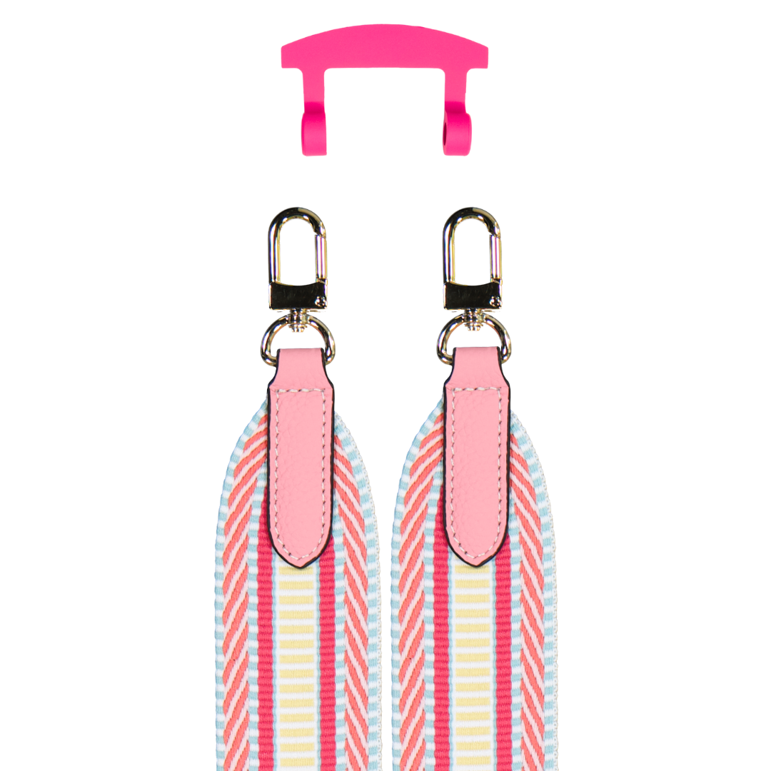 PATTERNED STRAP + HOT PINK HOOK