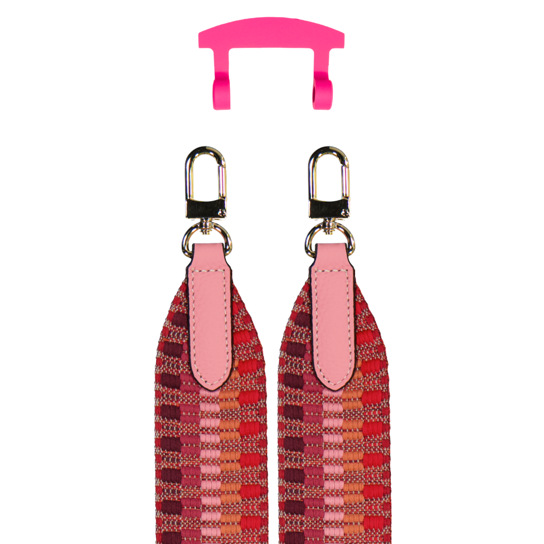 PATTERNED STRAP + HOT PINK HOOK