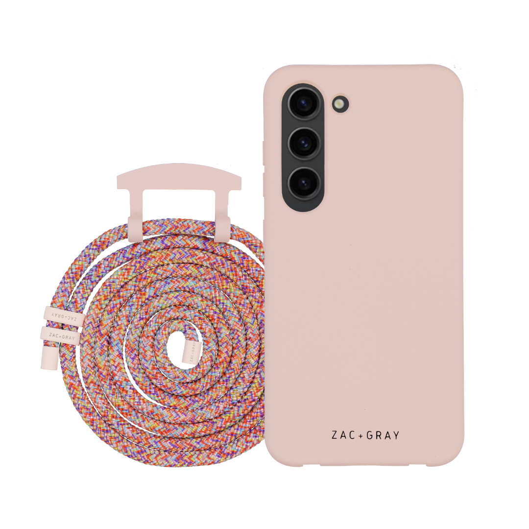 Samsung S23 Plus ROSÉ PINK CASE + RAINBOW RED CORD