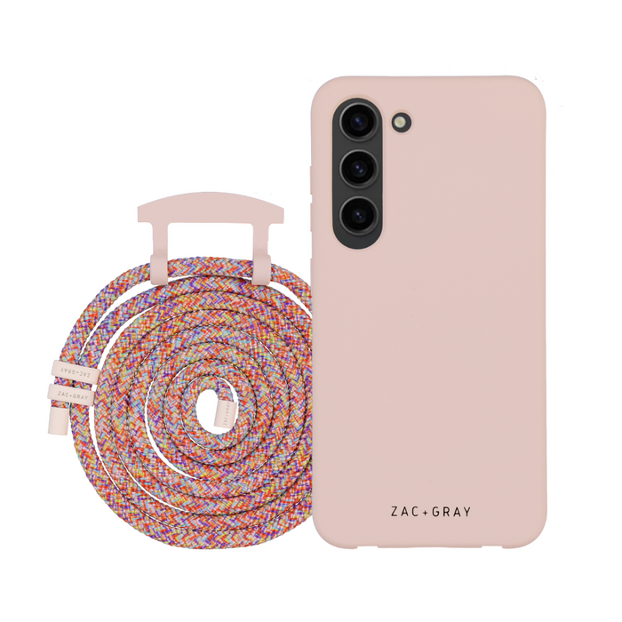 Samsung S21 FE ROSÉ PINK CASE + RAINBOW RED CORD