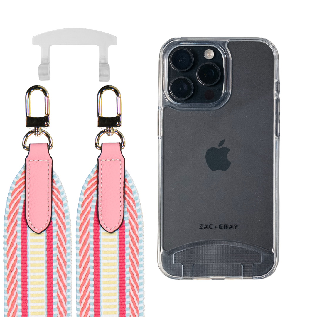iPhone 16 Pro Max TRANSPARENT CASE + PATTERNED STRAP