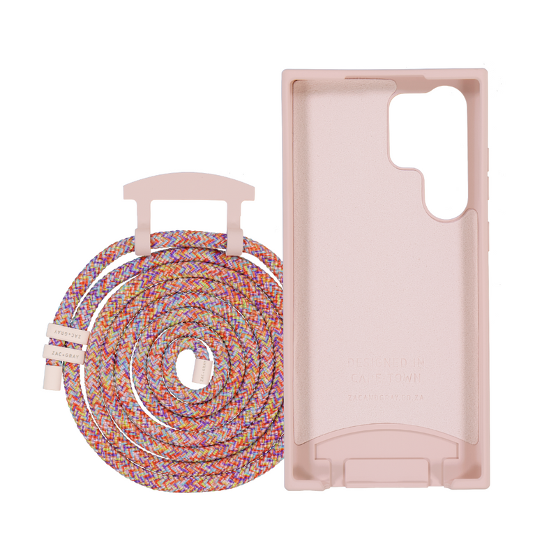 Samsung S23 Ultra ROSÉ PINK CASE + RAINBOW RED CORD