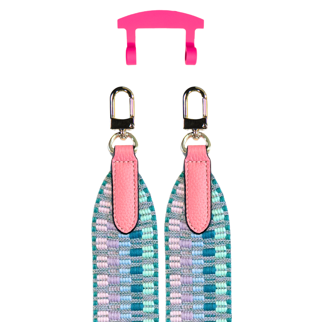 PATTERNED STRAP + HOT PINK HOOK