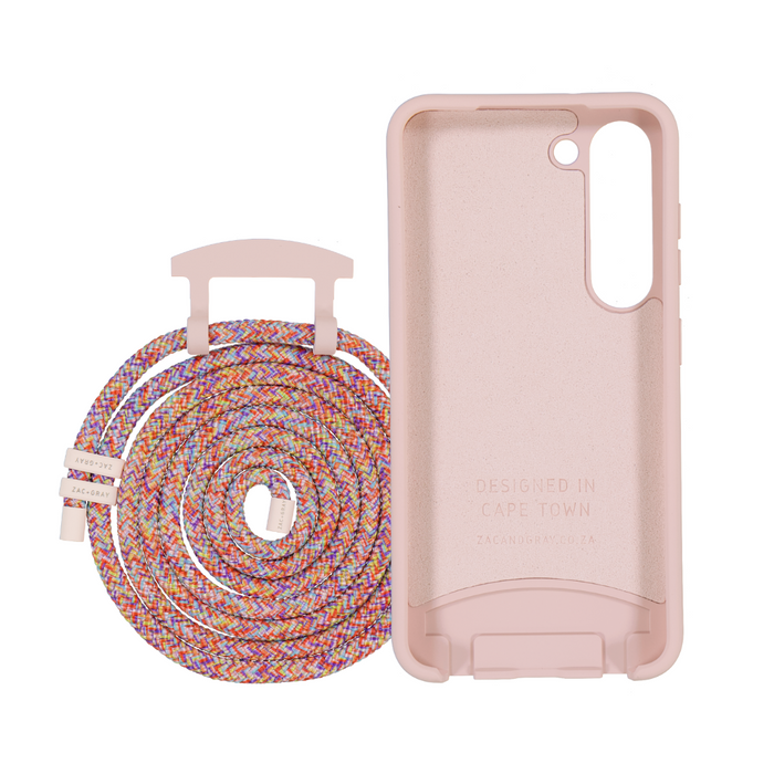 Samsung S21 FE ROSÉ PINK CASE + RAINBOW RED CORD