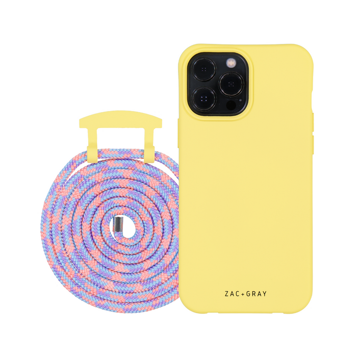 iPhone 6/6S/7/8/SE (2020 & 2022) SUNSHINE YELLOW CASE + CORAL REEF CORD