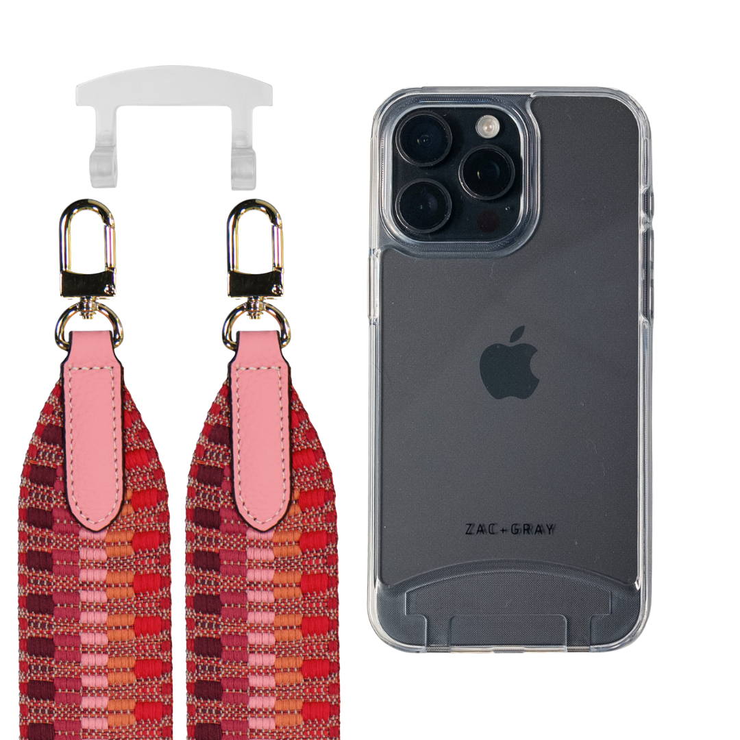 iPhone 16 Pro Max TRANSPARENT CASE + PATTERNED STRAP