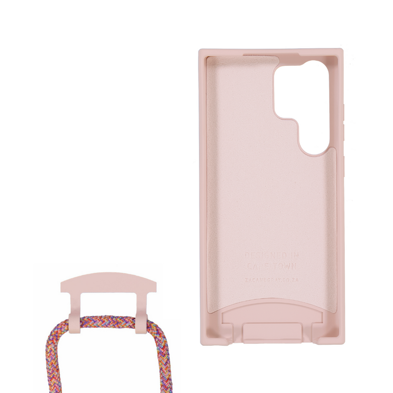 Samsung S23 Ultra ROSÉ PINK CASE + RAINBOW RED CORD