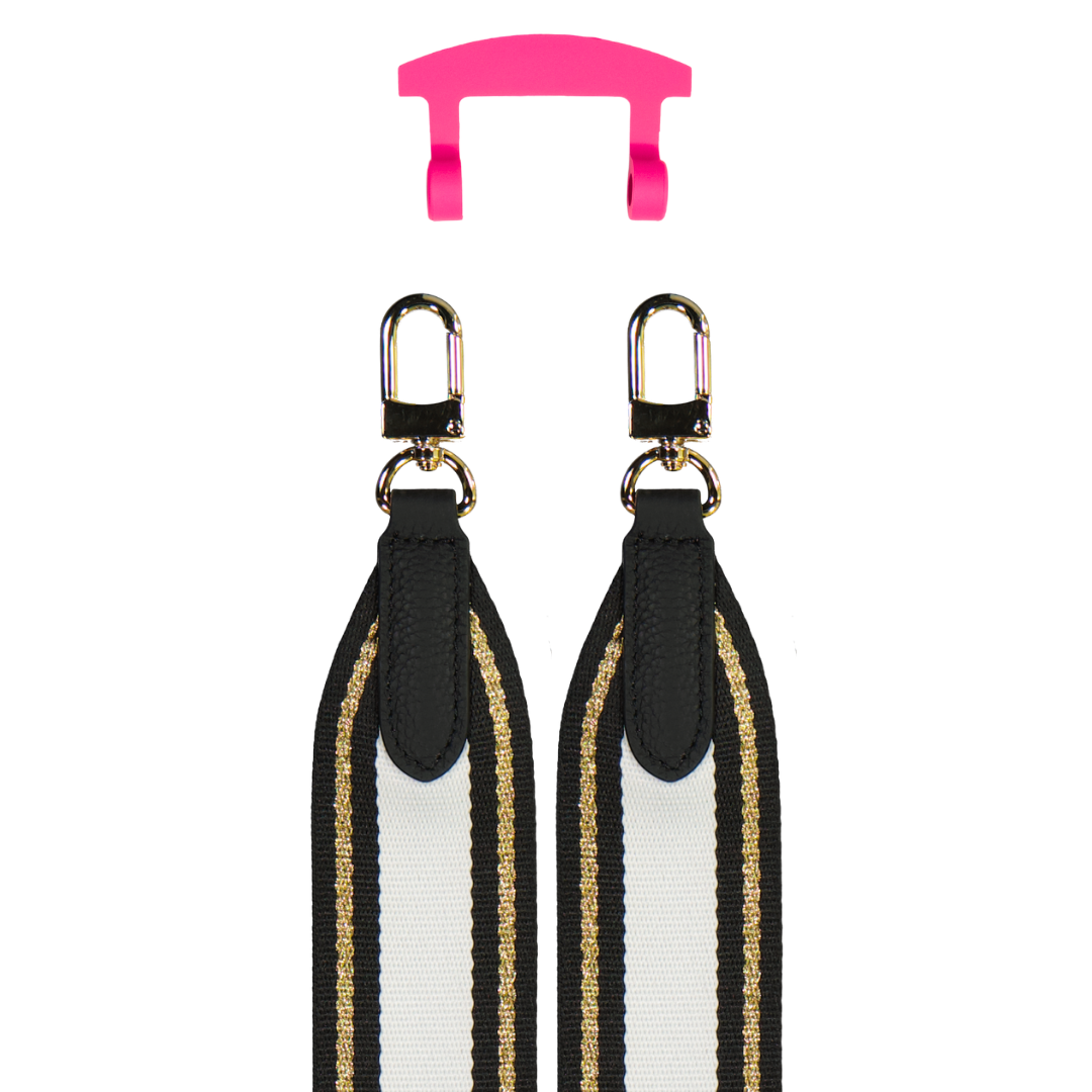 PATTERNED STRAP + HOT PINK HOOK