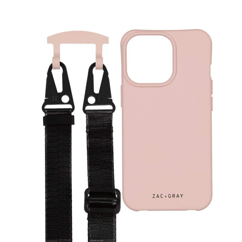 iPhone 11 Pro ROSÉ PINK CASE + MIDNIGHT BLACK STRAP