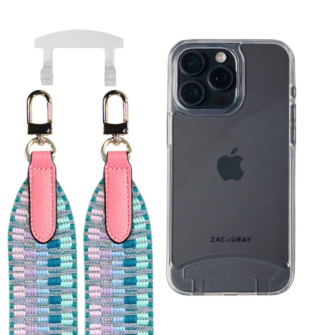 iPhone 16e and iPhone 17e TRANSPARENT CASE + PATTERNED STRAP