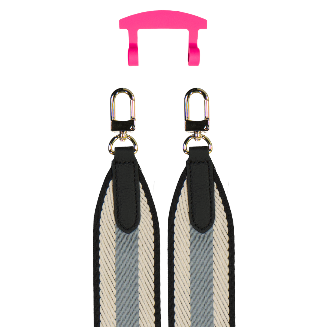 PATTERNED STRAP + HOT PINK HOOK