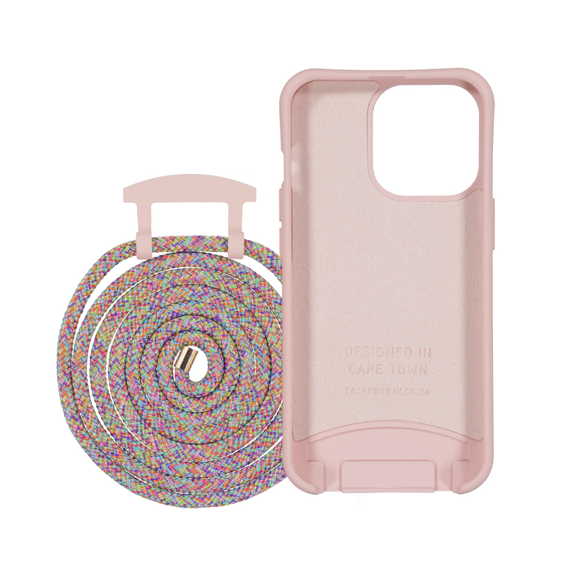 iPhone 13 ROSÉ PINK CASE + RAINBOW CORD