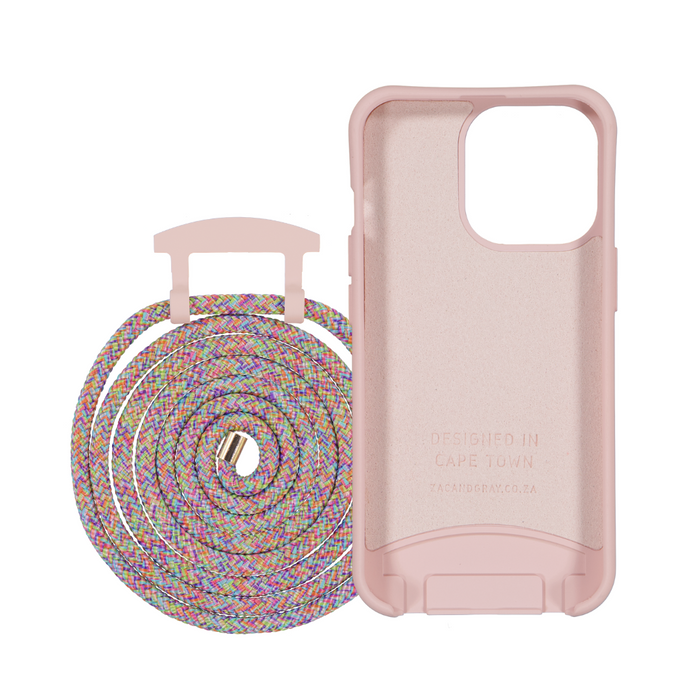 iPhone 13 Mini ROSÉ PINK CASE + RAINBOW CORD