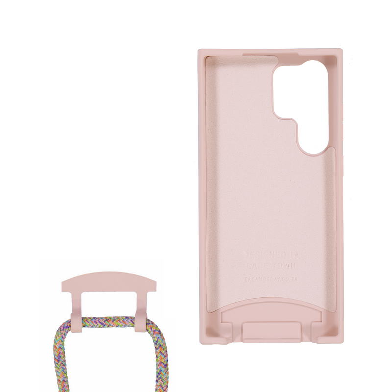 Samsung S23 Ultra ROSÉ PINK CASE + RAINBOW CORD