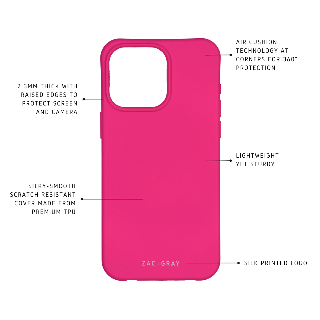 iPhone X and iPhone XS HOT PINK CASE HOT PINK CORD Zac Gray