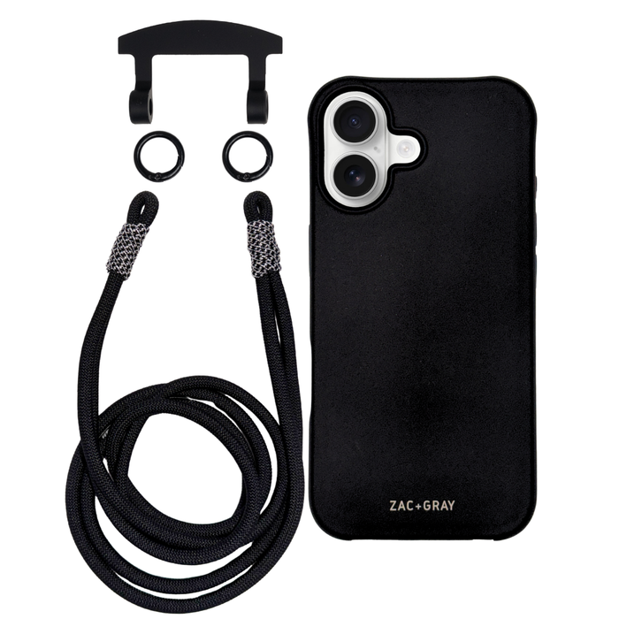 iPhone 17 MIDNIGHT BLACK CASE + KNOTTED CORD