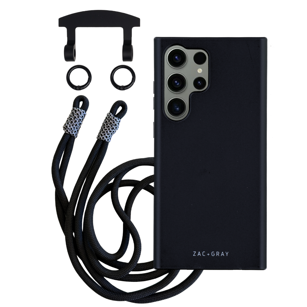 Samsung S25 Ultra MIDNIGHT BLACK CASE + KNOTTED CORD