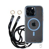 iPhone 16 Pro Max SKY BLUE TRANSPARENT CASE + KNOTTED CORD