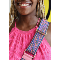 PATTERNED STRAP + HOT PINK HOOK